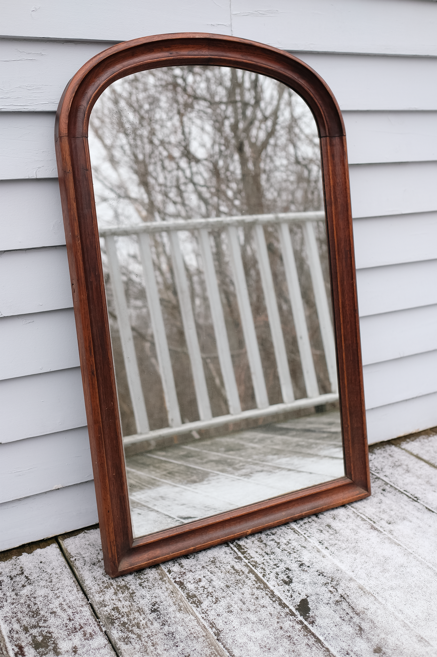 Large Vintage Arched Wooden Mirror