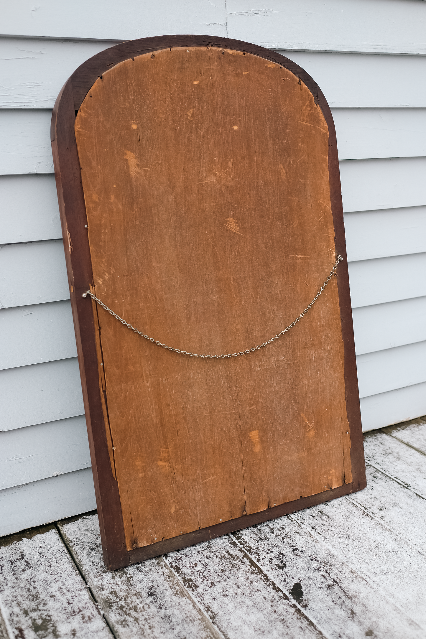 Large Vintage Arched Wooden Mirror