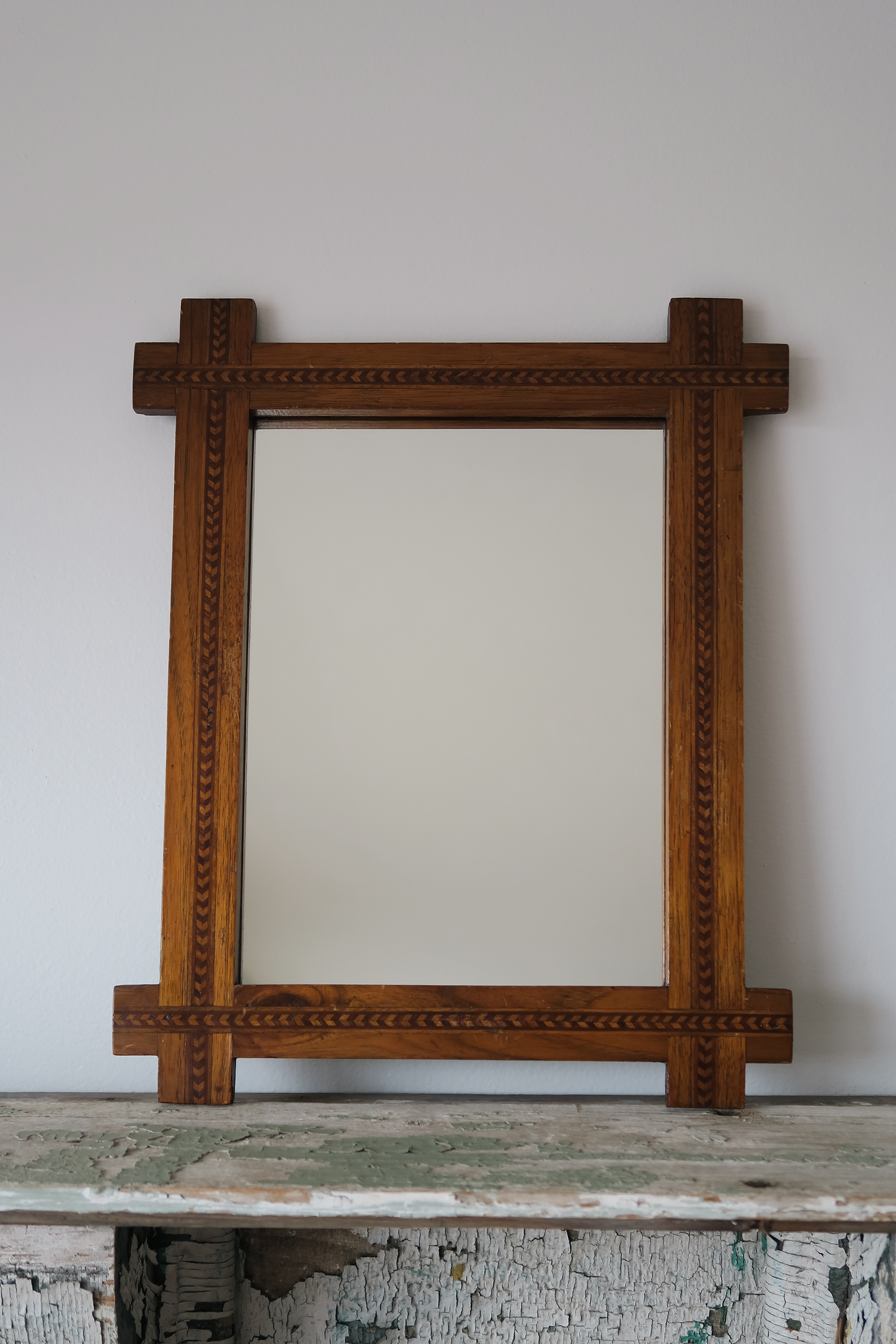 Mirror in Vintage Criss-Cross Frame