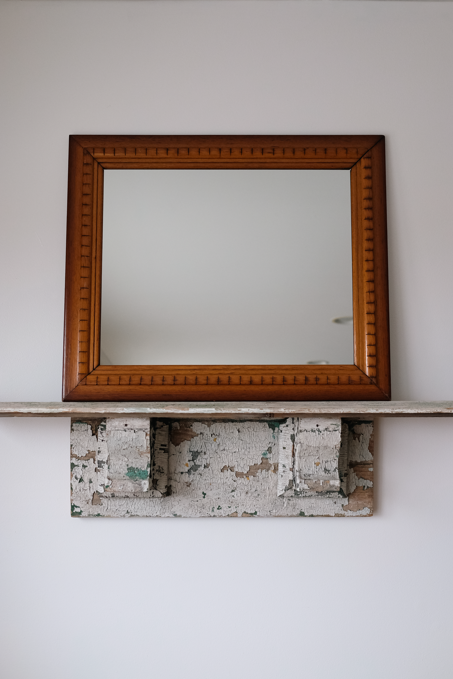 Mirror in Antique Carved Oak Frame