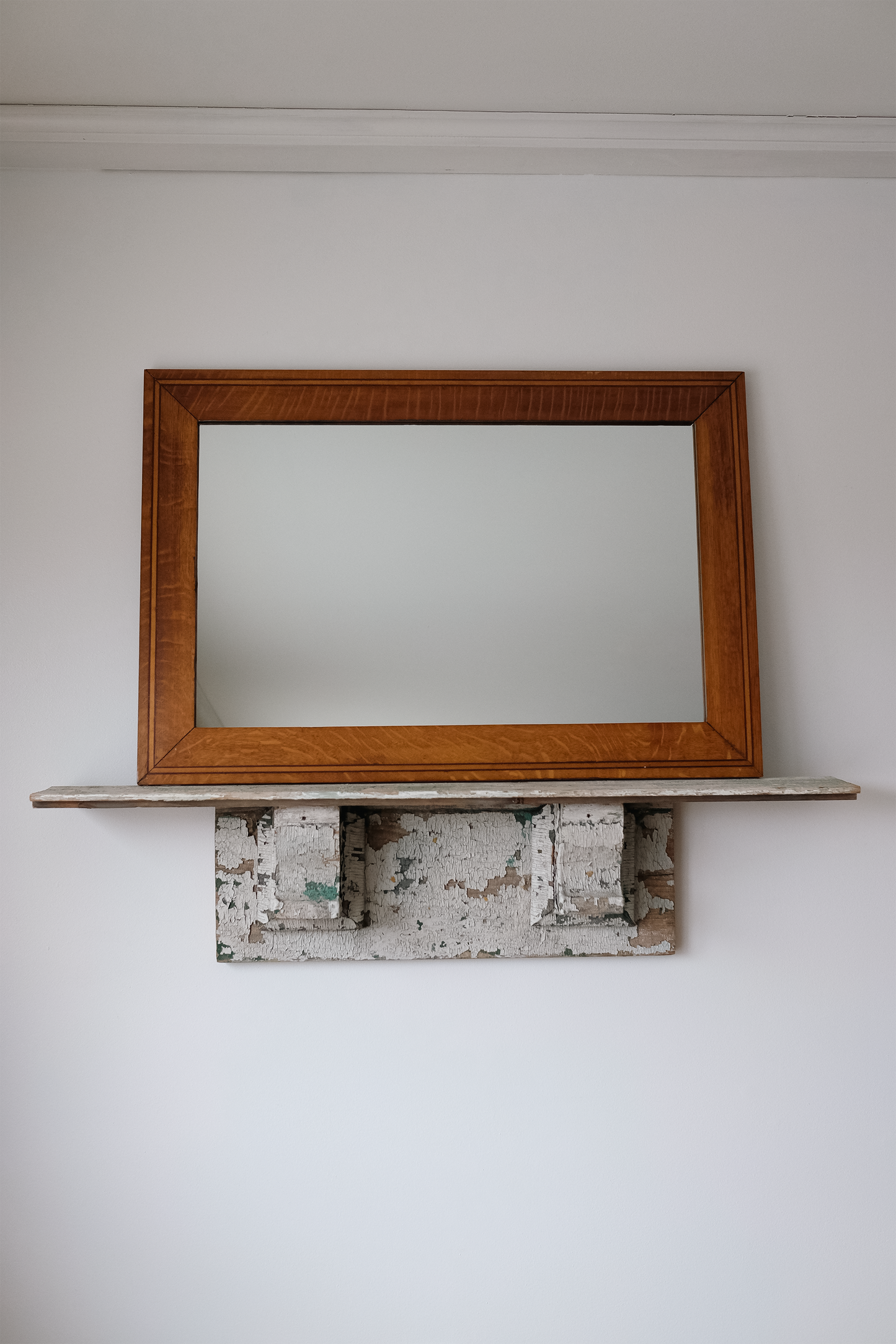 Mirror in Antique Quarter-Sawn Oak Frame