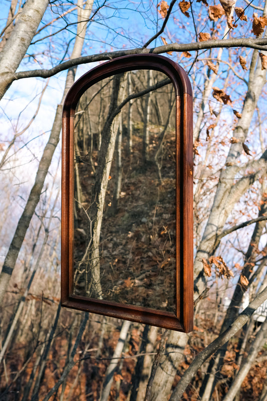 Large Vintage Arched Wooden Mirror